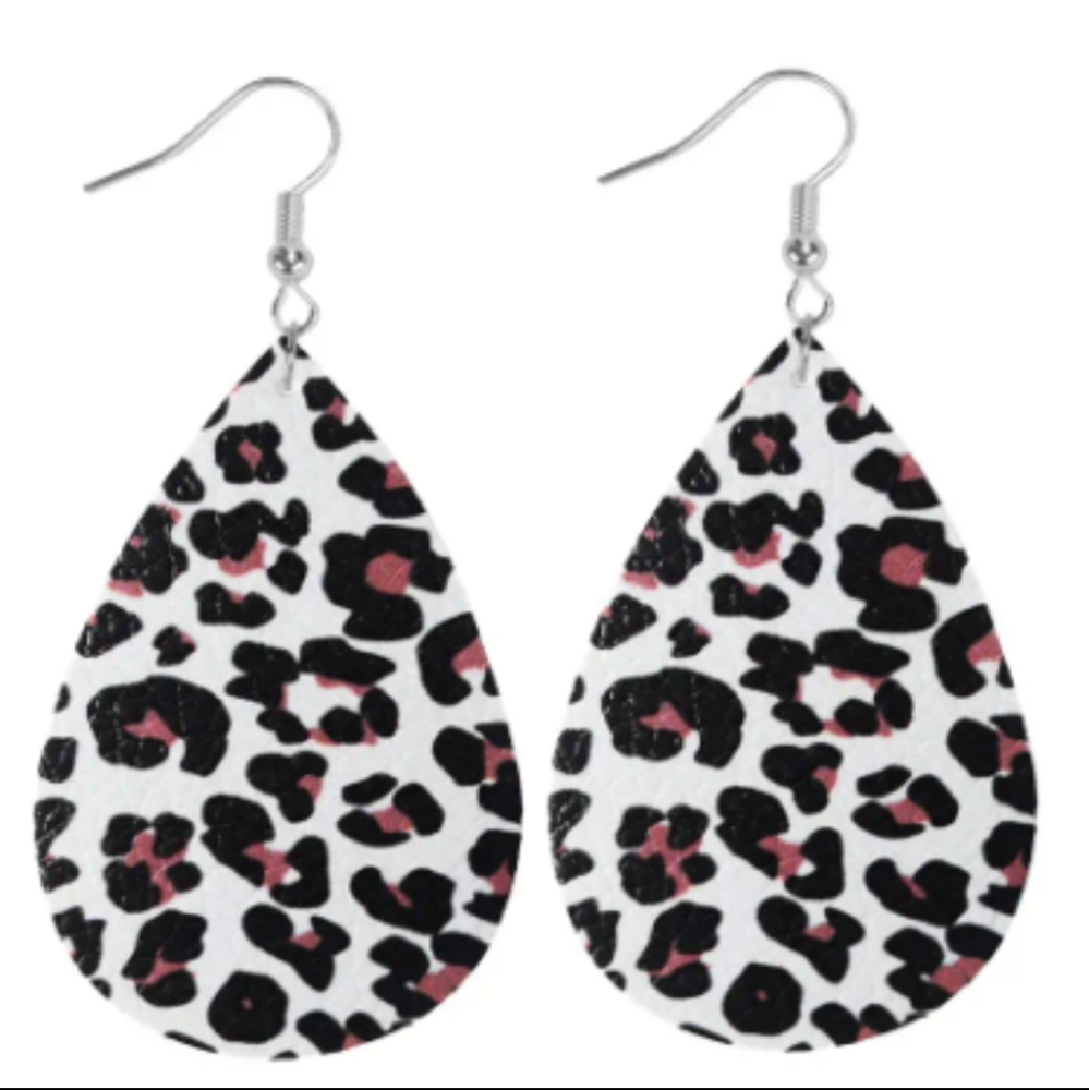 Black and Brown Leopard Dangle Earrings - Leaf Leopard Drop Earrings
